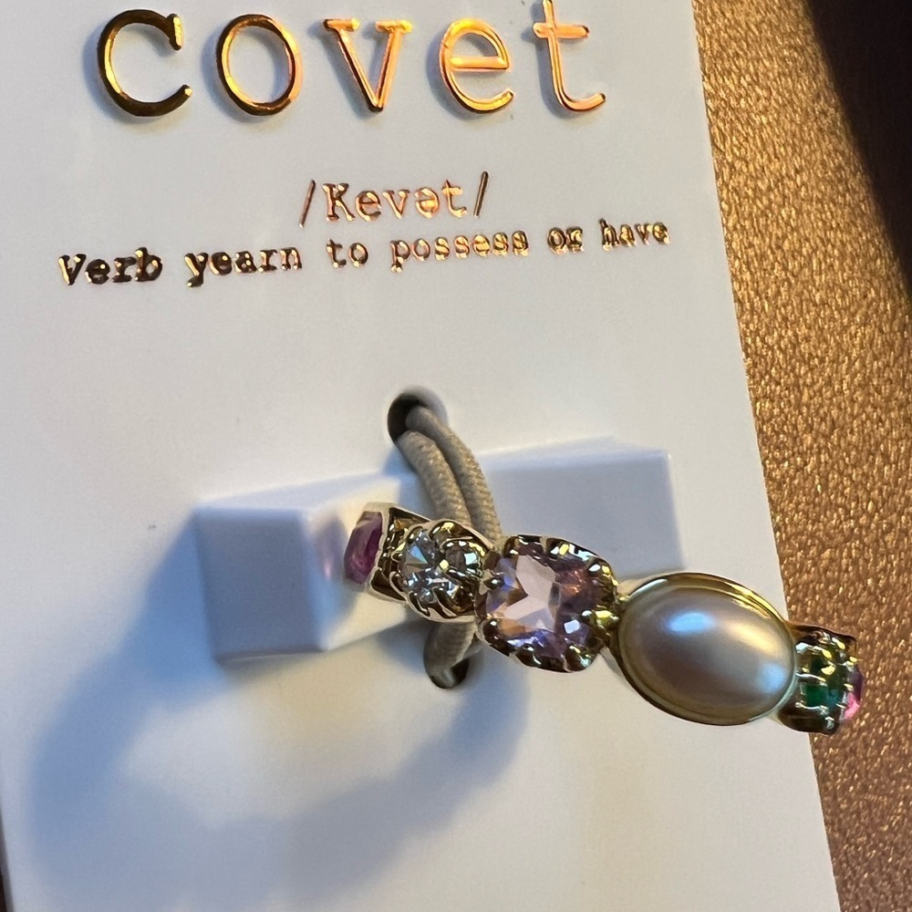 Nordstrom Covet Multishape Cubic Zirconia Faux Pearl Band Statement Ring::NWT:: - Picture 5 of 9